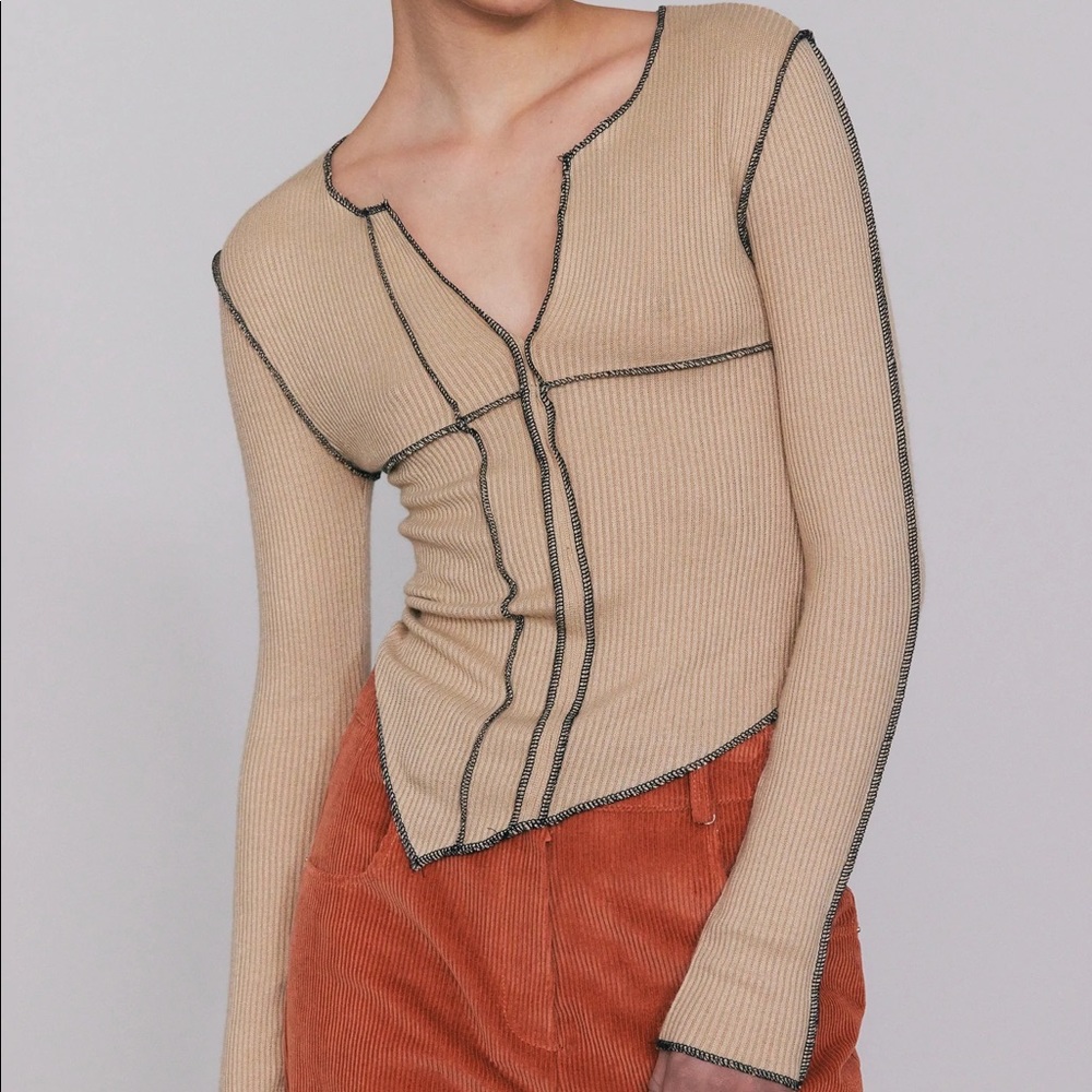 SOURCE UNKNOWN DIAGONAL STITCH TOP - MAGNOLIA - ONE SIZE